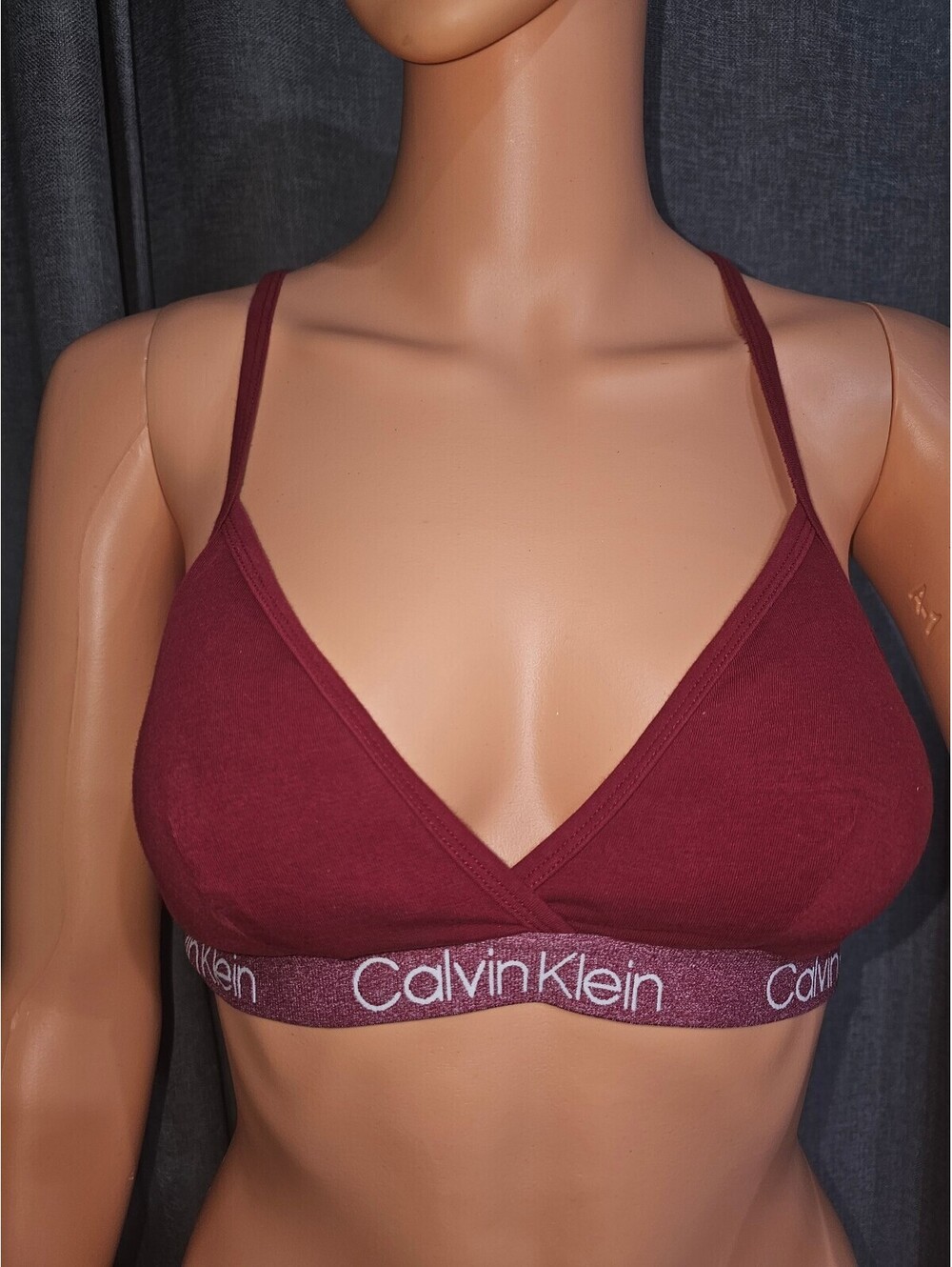 Calvin Klein Burgundy Bralette with Cross Back Straps, Size M